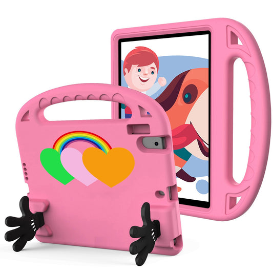 For iPad Air (2013) / Air 2  /  iPad 9.7-inch (2017) / (2018) EVA Protective Case Love Heart Pattern Palm Shape Tablet Cover with Grip Handle / Kickstand