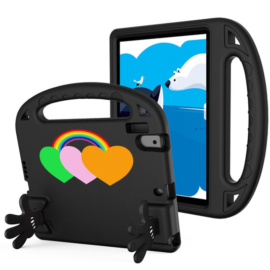 For iPad Air (2013) / Air 2  /  iPad 9.7-inch (2017) / (2018) EVA Protective Case Love Heart Pattern Palm Shape Tablet Cover with Grip Handle / Kickstand