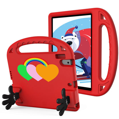 For iPad Air (2013) / Air 2  /  iPad 9.7-inch (2017) / (2018) EVA Protective Case Love Heart Pattern Palm Shape Tablet Cover with Grip Handle / Kickstand