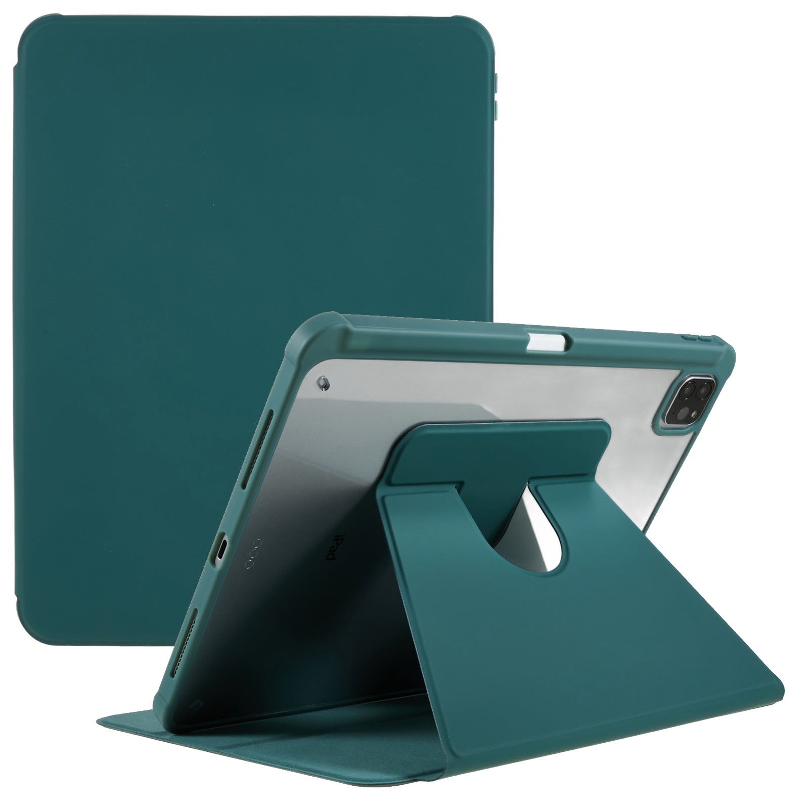 For iPad Pro 11 (2018) / (2020) / (2021) / (2022) Shockproof Tablet Case PU Leather + TPU + Acrylic Anti-Fall Protective Cover with Rotary Kickstand