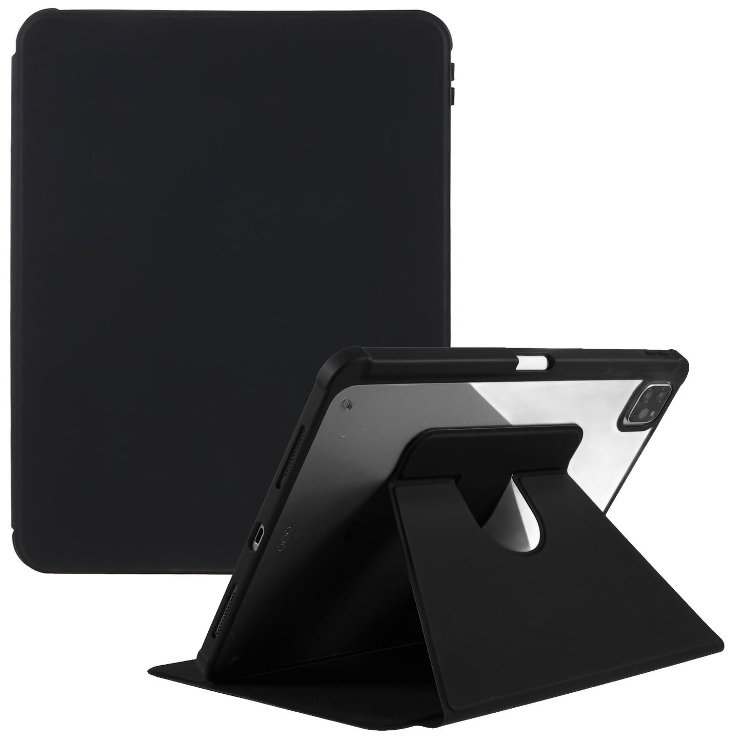 For iPad Pro 12.9 (2018) / (2020) / (2021) / (2022) Anti-Drop Tablet Case with Rotary Kickstand PU Leather + TPU + Acrylic Protective Cover