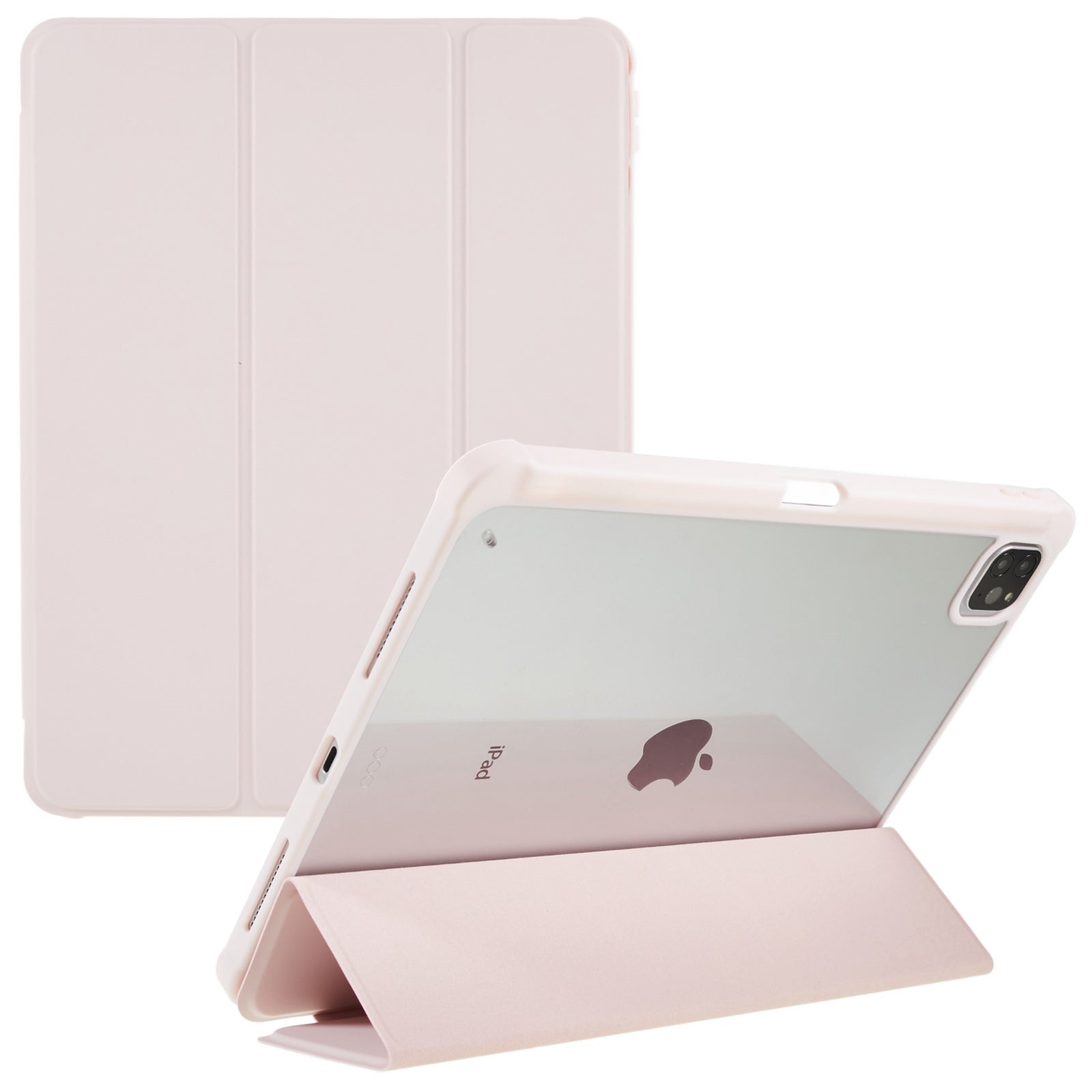 For iPad Pro 12.9 (2018) / (2020) / (2021) / (2022) Anti-Drop Tri-fold Stand Case PU Leather + TPU + Acrylic Tablet Slim Case Shockproof Cover