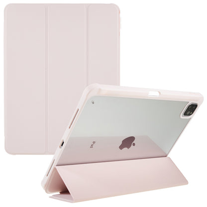 For iPad Pro 12.9 (2018) / (2020) / (2021) / (2022) Anti-Drop Tri-fold Stand Case PU Leather + TPU + Acrylic Tablet Slim Case Shockproof Cover