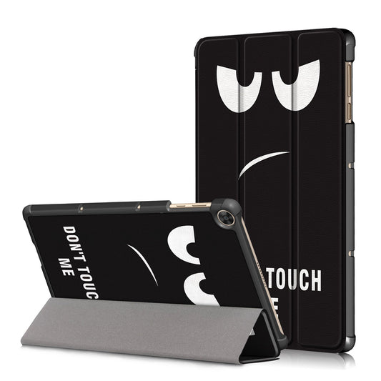 For Honor Pad X8 / X8 Lite / Huawei MatePad T 10 Pattern Printing PU Leather Trifold Stand Cover Fall-proof Tablet Protective Case