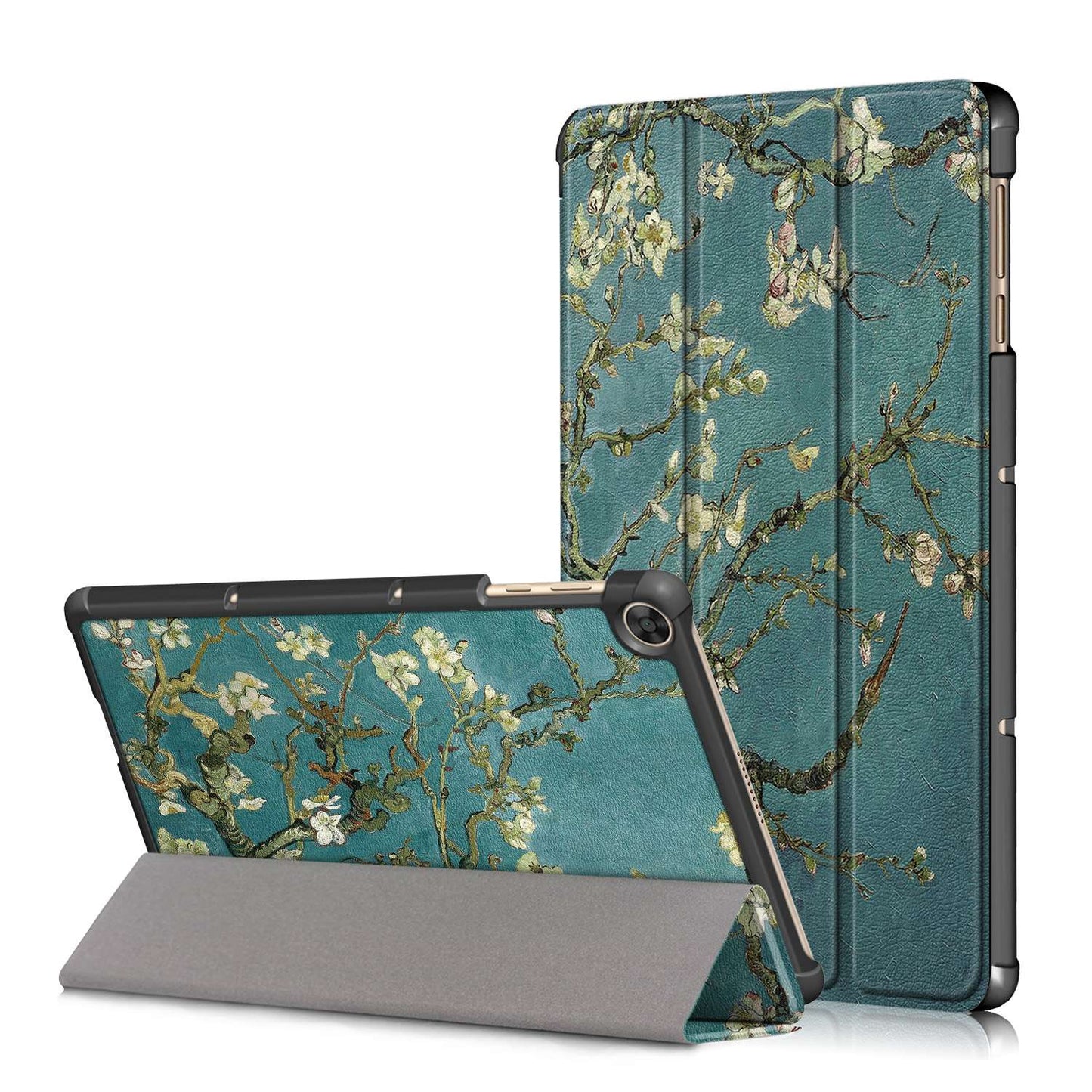 For Honor Pad X8 / X8 Lite / Huawei MatePad T 10 Pattern Printing PU Leather Trifold Stand Cover Fall-proof Tablet Protective Case