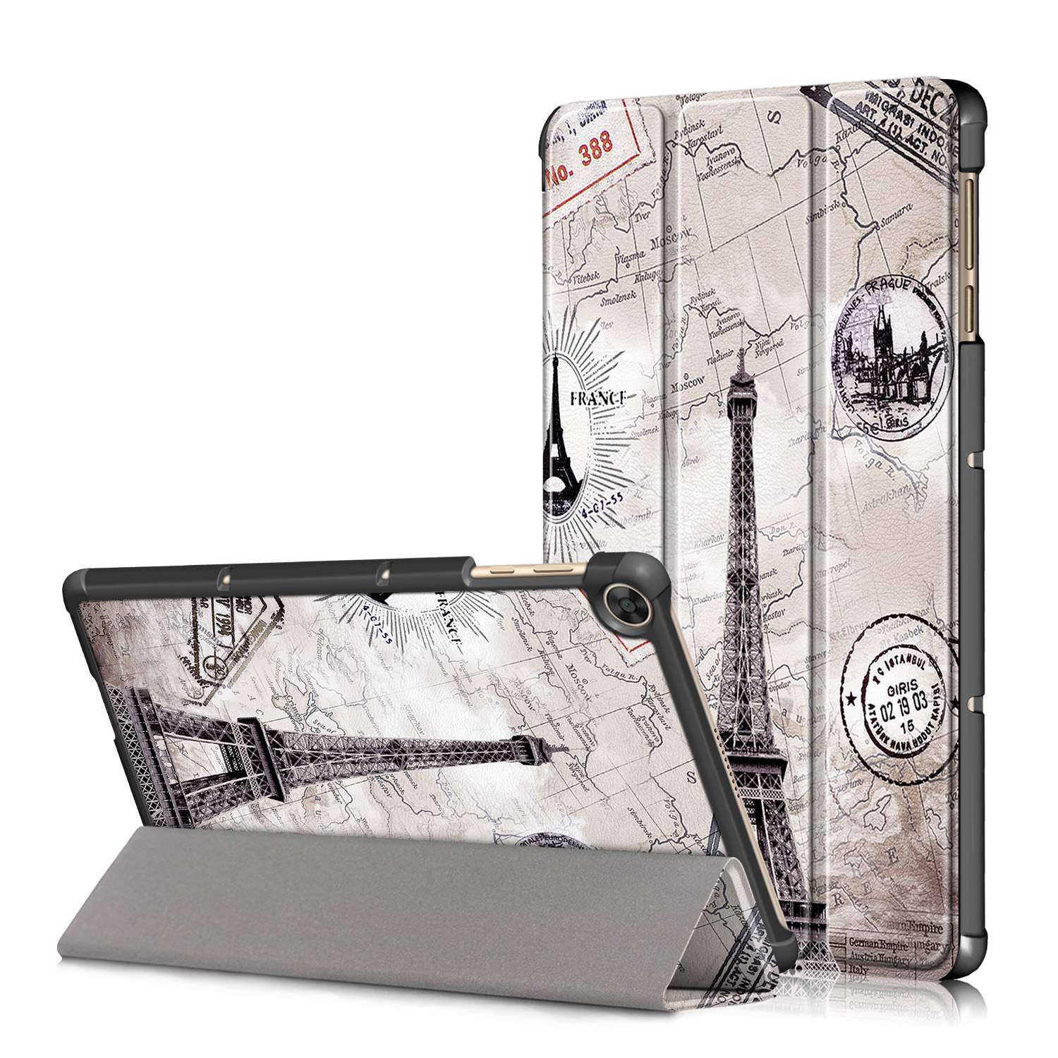 For Honor Pad X8 / X8 Lite / Huawei MatePad T 10 Pattern Printing PU Leather Trifold Stand Cover Fall-proof Tablet Protective Case
