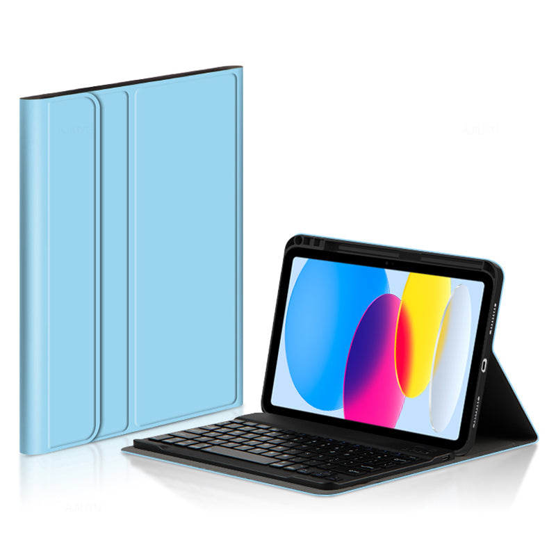 For iPad 10.9 (2022) / iPad 10th Gen Keyboard Case Bluetooth Magnetic Detachable Keyboard with Soft PU Leather Protective Cover Shell