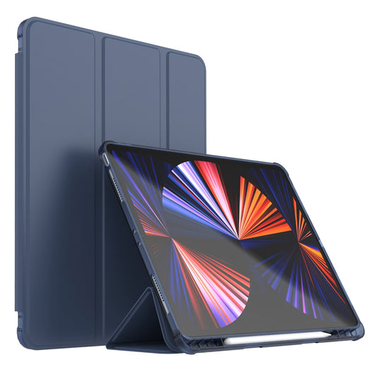 For iPad Pro 12.9 (2020) / (2021) / (2022) PU Leather Trifold Stand Cover Auto Sleep / Wake Smart Tablet Case with Pencil Holder