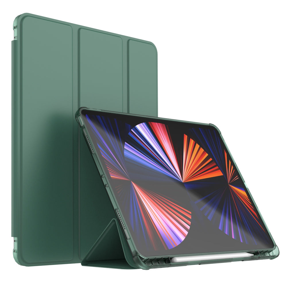 For iPad Pro 12.9 (2020) / (2021) / (2022) PU Leather Trifold Stand Cover Auto Sleep / Wake Smart Tablet Case with Pencil Holder