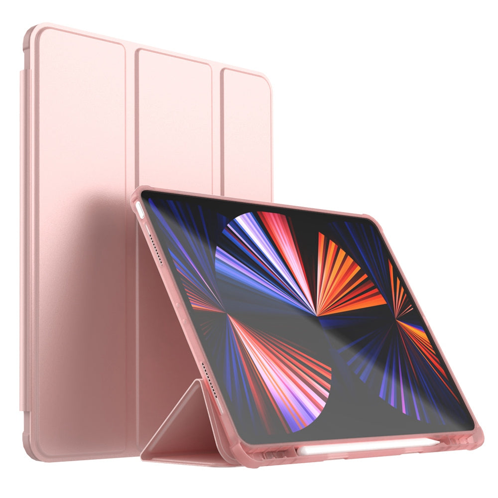 For iPad Pro 12.9 (2020) / (2021) / (2022) PU Leather Trifold Stand Cover Auto Sleep / Wake Smart Tablet Case with Pencil Holder