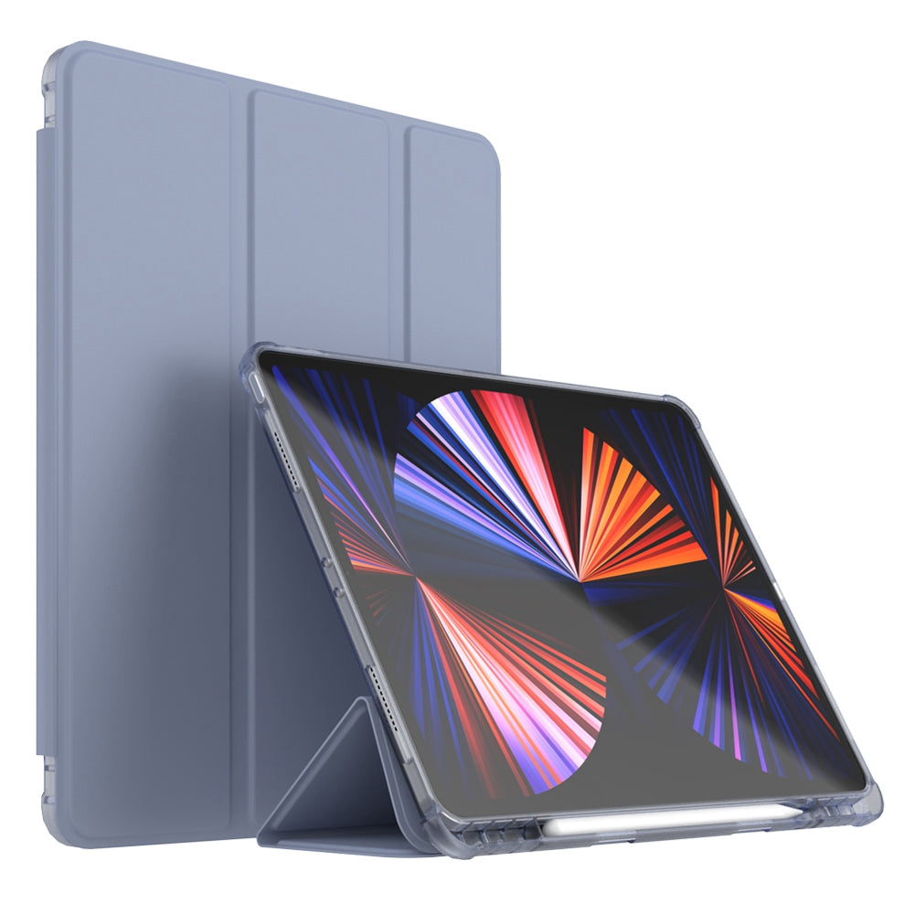 For iPad Pro 12.9 (2020) / (2021) / (2022) PU Leather Trifold Stand Cover Auto Sleep / Wake Smart Tablet Case with Pencil Holder