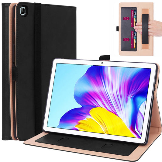For Honor Pad X8 Business Retro Texture Tablet Case PU Leather Card Holder Stand Cover with Hand Strap and Elastic Band