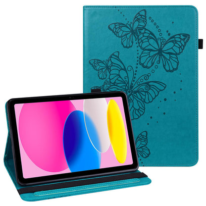 For iPad 10.9 (2022) / iPad 10th Gen PU Leather Imprinting Butterflies Tablet Case Stand Card Holder Auto Wake / Sleep Anti-scratch Protective Cover