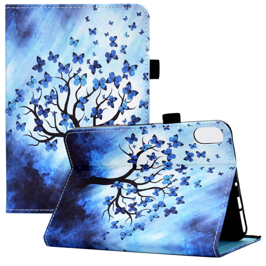 For iPad 10.9 (2022) Pattern Printing Stitching Tablet Case PU Leather Card Slots Flip Stand Cover with Elastic Band