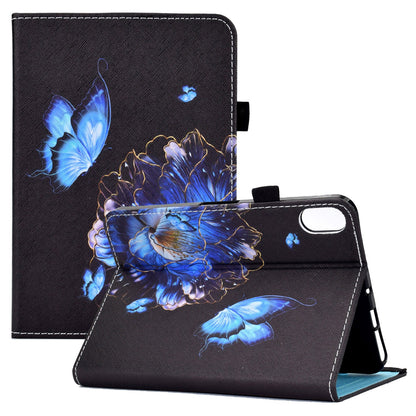 For iPad 10.9 (2022) Pattern Printing Stitching Tablet Case PU Leather Card Slots Flip Stand Cover with Elastic Band