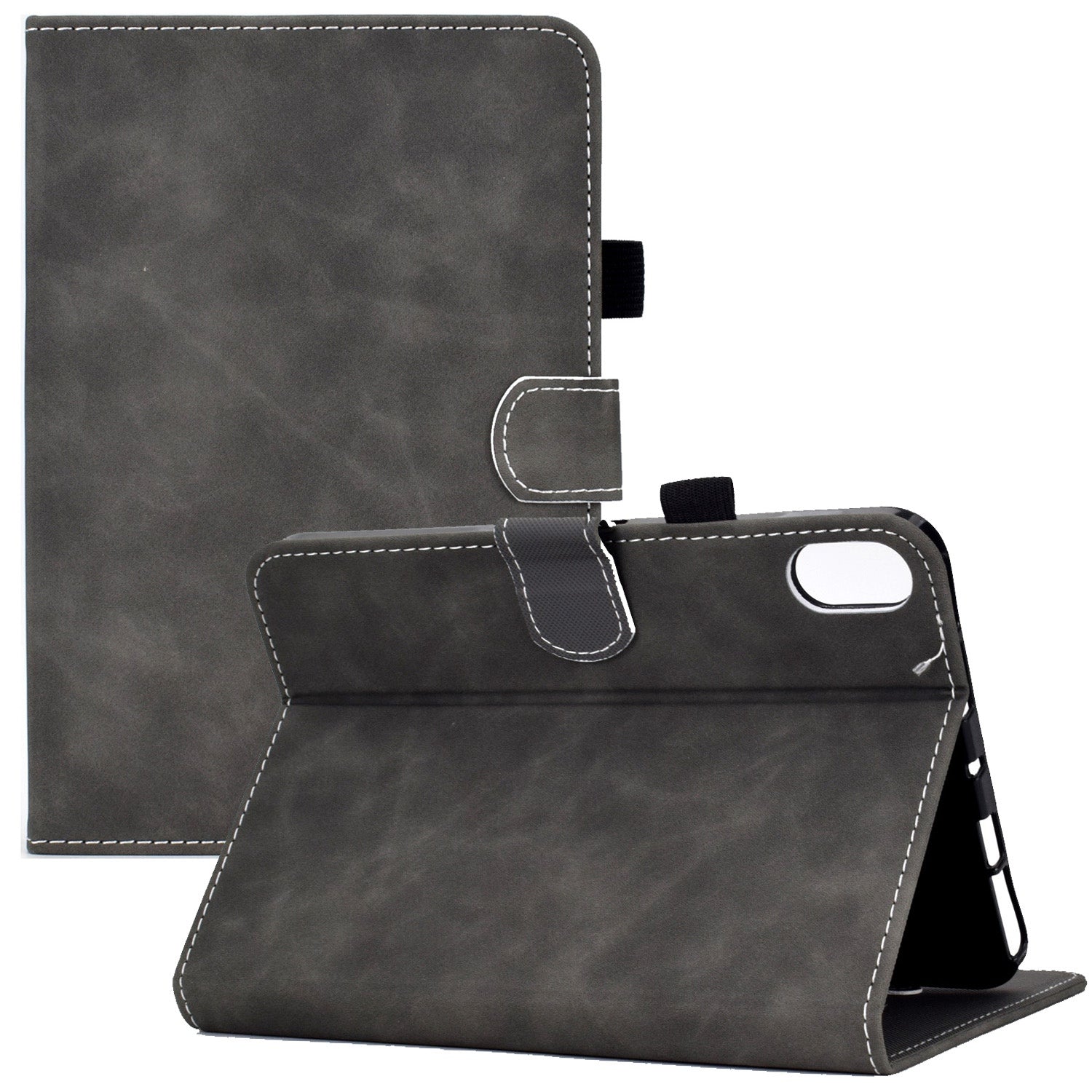 For iPad 10.9 (2022) Cowhide Textured Leather Tablet Case Shockproof Card Holder Protective Cover with Stand