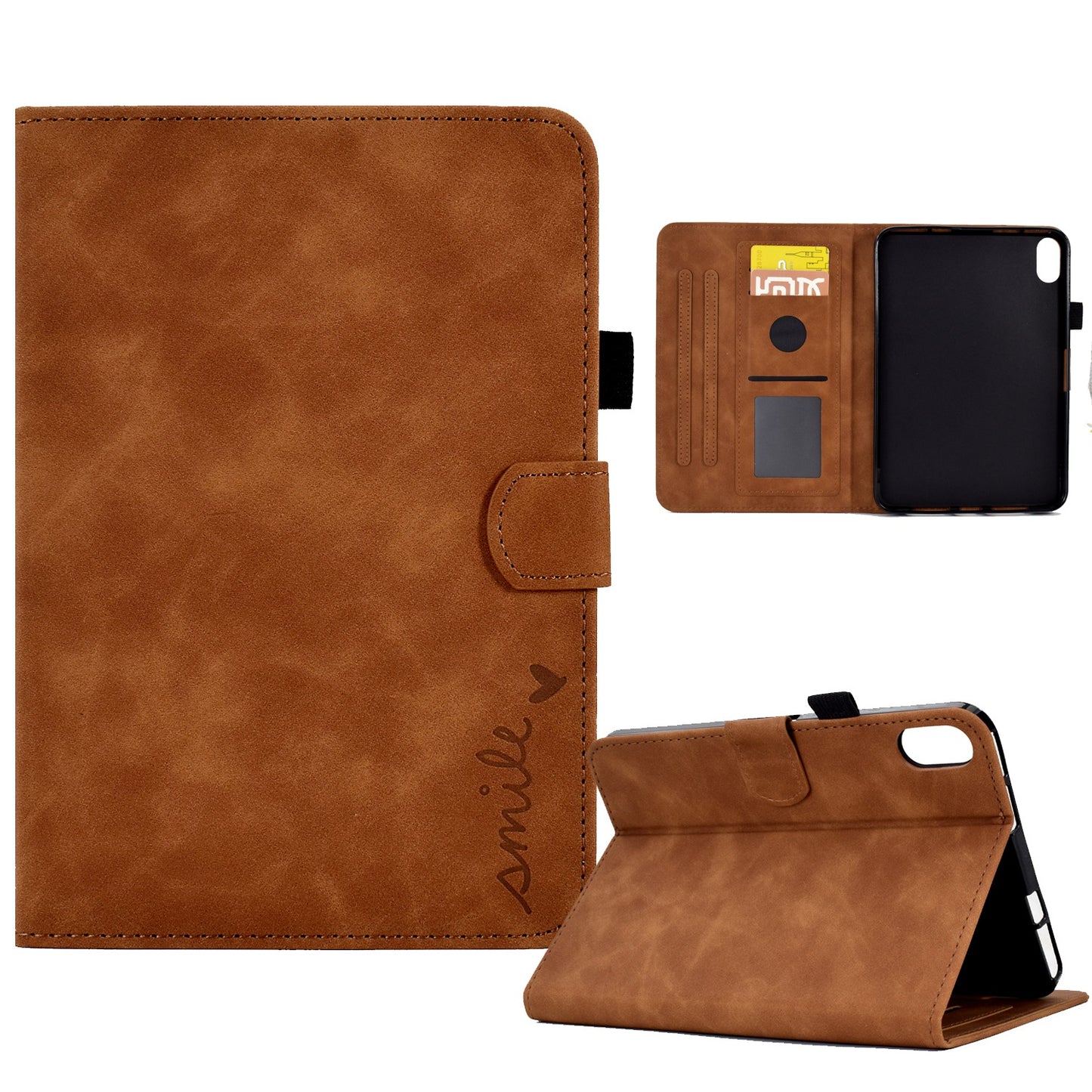 For iPad 10.9 (2022) PU Leather Case Shockproof Tablet Cover Protective Stand Case with Card Holder / Pencil Holder
