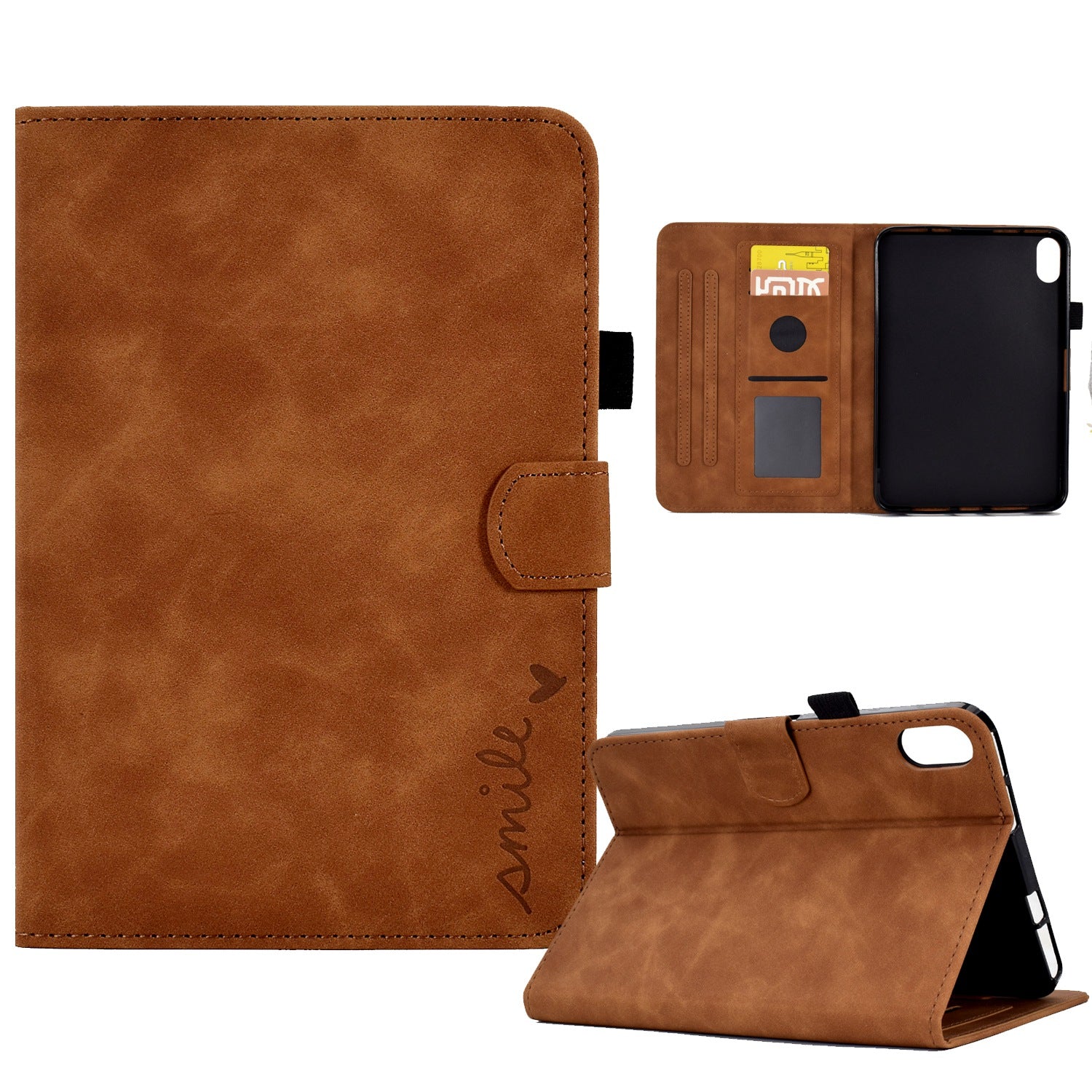 For iPad 10.9 (2022) PU Leather Case Shockproof Tablet Cover Protective Stand Case with Card Holder / Pencil Holder