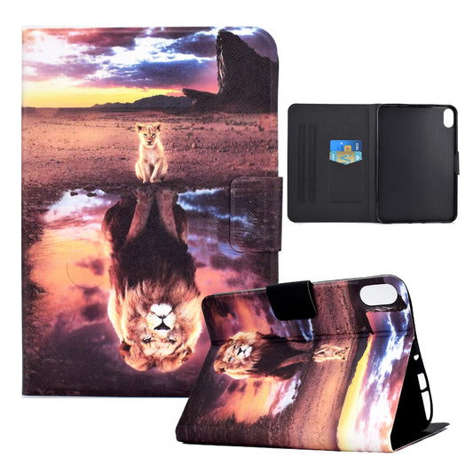 For iPad 10.9 (2022) / iPad 10th Gen Pattern Printing Tablet Case PU Leather Stand Shockproof Auto Wake / Sleep Smart Cover with Card Holder