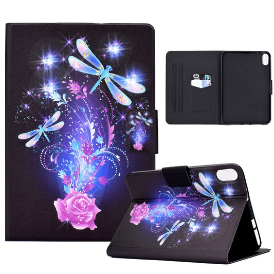 For iPad 10.9 (2022) / iPad 10th Gen Pattern Printing Tablet Case PU Leather Stand Shockproof Auto Wake / Sleep Smart Cover with Card Holder