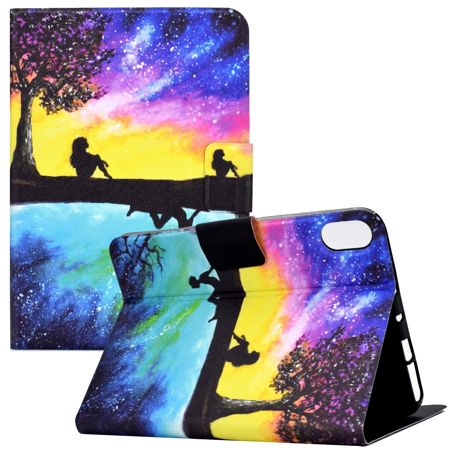 For iPad 10.9 (2022) / iPad 10th Gen Pattern Printing Tablet Case PU Leather Stand Shockproof Auto Wake / Sleep Smart Cover with Card Holder