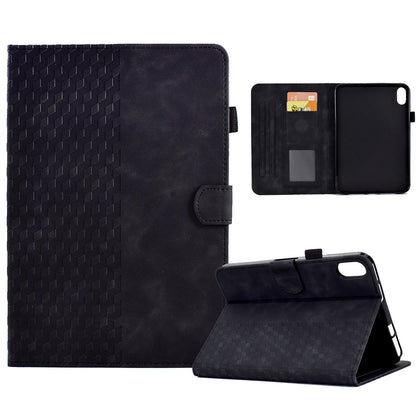 For iPad 10.9 (2022) Imprinted Rhombus Pattern PU Leather Tablet Case Stitching Line Full Protection Stand Card Holder Cover