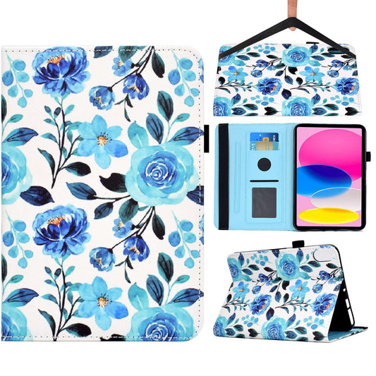 For iPad 10.9 (2022) / iPad 10th Gen Pattern Printing Flip Stand Cover PU Leather Elastic Band Protective Tablet Case with Card Slots