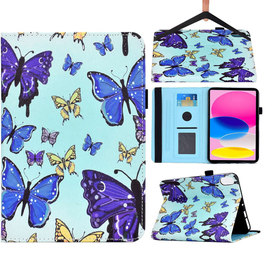 For iPad 10.9 (2022) / iPad 10th Gen Pattern Printing Flip Stand Cover PU Leather Elastic Band Protective Tablet Case with Card Slots