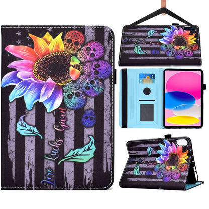 For iPad 10.9 (2022) / iPad 10th Gen Pattern Printing Flip Stand Cover PU Leather Elastic Band Protective Tablet Case with Card Slots