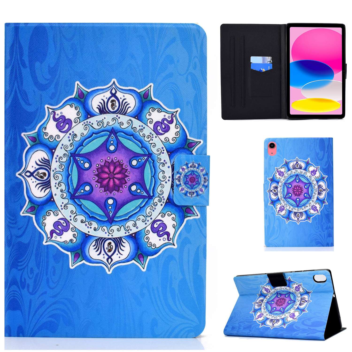 For iPad 10.9 (2022) / iPad 10th Gen Pattern Printing PU Leather Folio Tablet Case Fold Stand Card Holder Magnetic Flip Cover