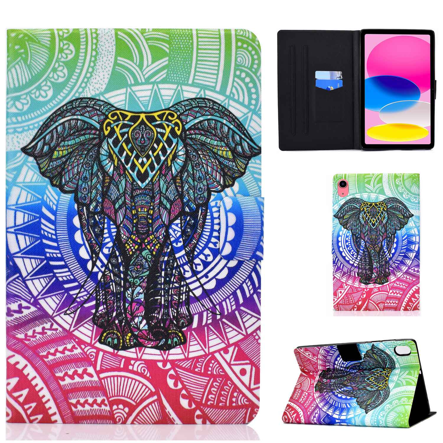 For iPad 10.9 (2022) / iPad 10th Gen Pattern Printing PU Leather Folio Tablet Case Fold Stand Card Holder Magnetic Flip Cover
