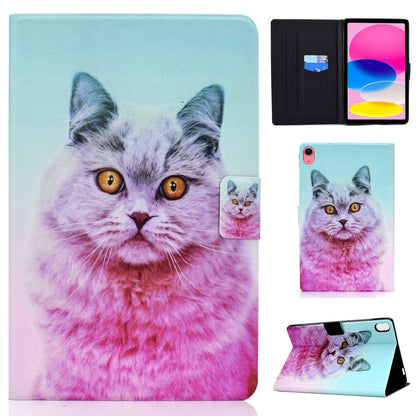 For iPad 10.9 (2022) / iPad 10th Gen Pattern Printing PU Leather Folio Tablet Case Fold Stand Card Holder Magnetic Flip Cover