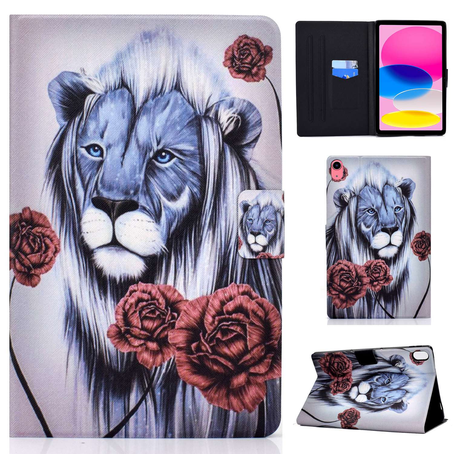 For iPad 10.9 (2022) / iPad 10th Gen Pattern Printing PU Leather Folio Tablet Case Fold Stand Card Holder Magnetic Flip Cover