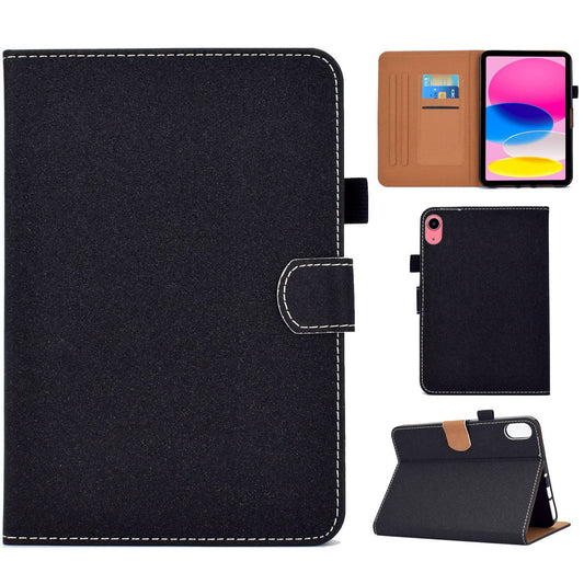 For iPad 10.9 (2022) Solid Color Stitching Line Tablet Stand Case PU Leather Card Holder Shockproof Cover