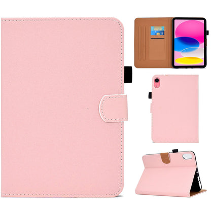 For iPad 10.9 (2022) Solid Color Stitching Line Tablet Stand Case PU Leather Card Holder Shockproof Cover