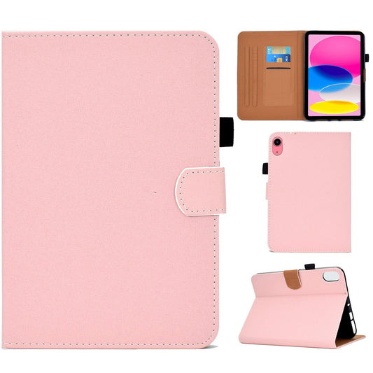For iPad 10.9 (2022) Solid Color Stitching Line Tablet Stand Case PU Leather Card Holder Shockproof Cover