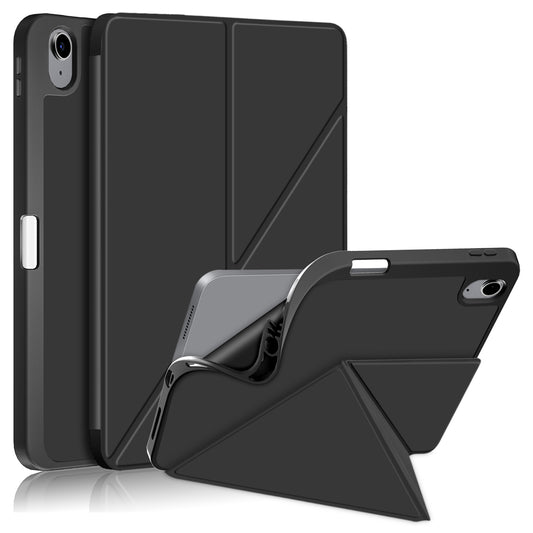 For iPad 10.9 (2022) / iPad 10th Gen Origami Stand PU Leather Tablet Case Auto Wake / Sleep Pen Slot Protective Cover