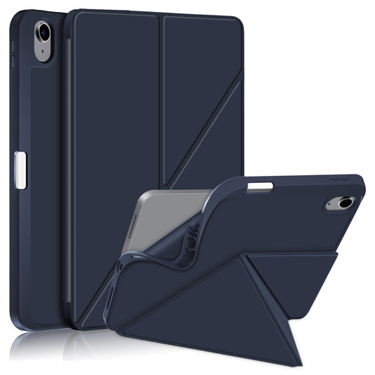 For iPad 10.9 (2022) / iPad 10th Gen Origami Stand PU Leather Tablet Case Auto Wake / Sleep Pen Slot Protective Cover