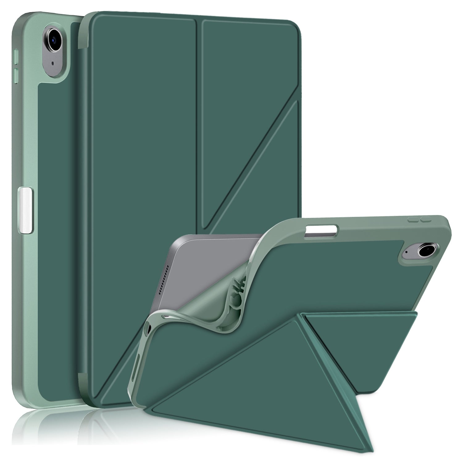 For iPad 10.9 (2022) / iPad 10th Gen Origami Stand PU Leather Tablet Case Auto Wake / Sleep Pen Slot Protective Cover