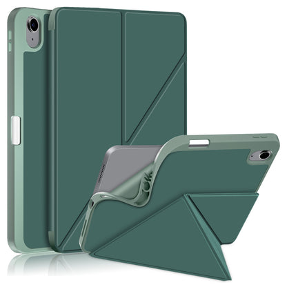 For iPad 10.9 (2022) / iPad 10th Gen Origami Stand PU Leather Tablet Case Auto Wake / Sleep Pen Slot Protective Cover