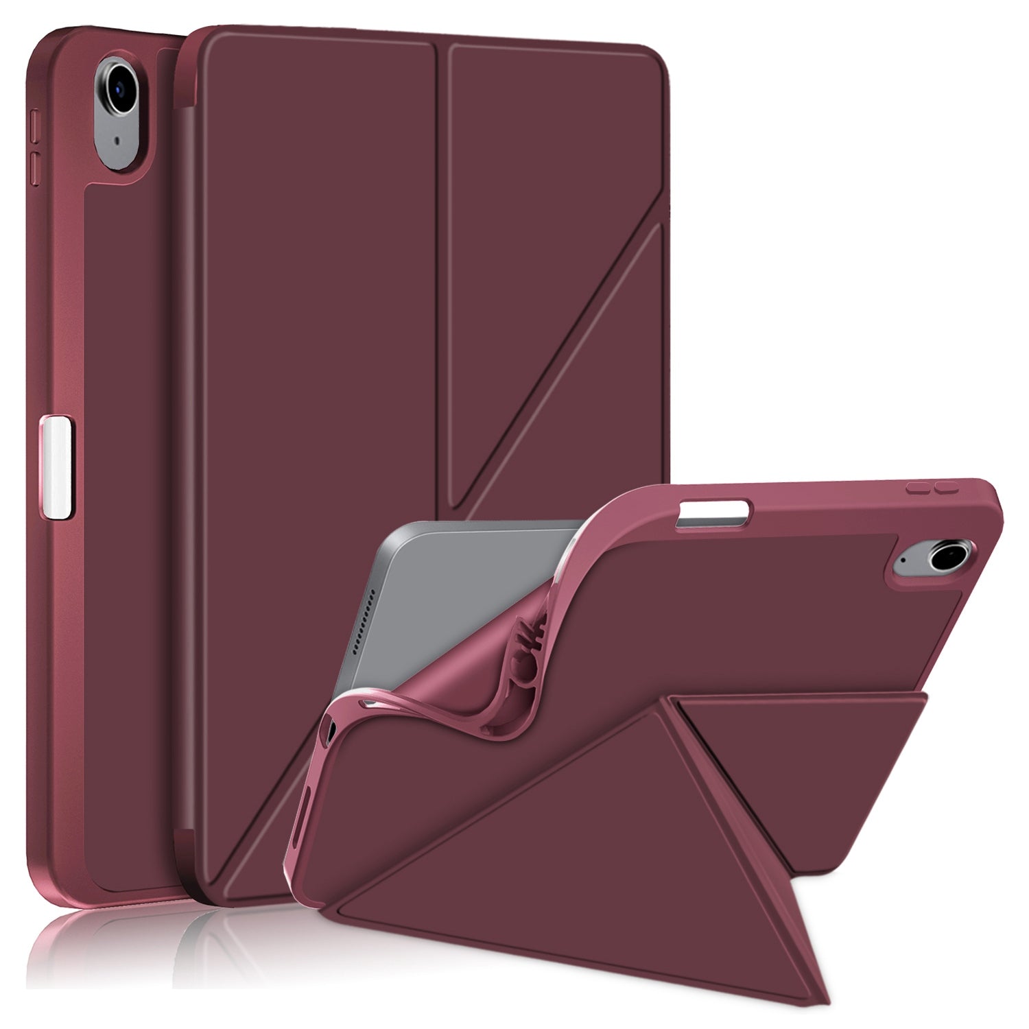 For iPad 10.9 (2022) / iPad 10th Gen Origami Stand PU Leather Tablet Case Auto Wake / Sleep Pen Slot Protective Cover