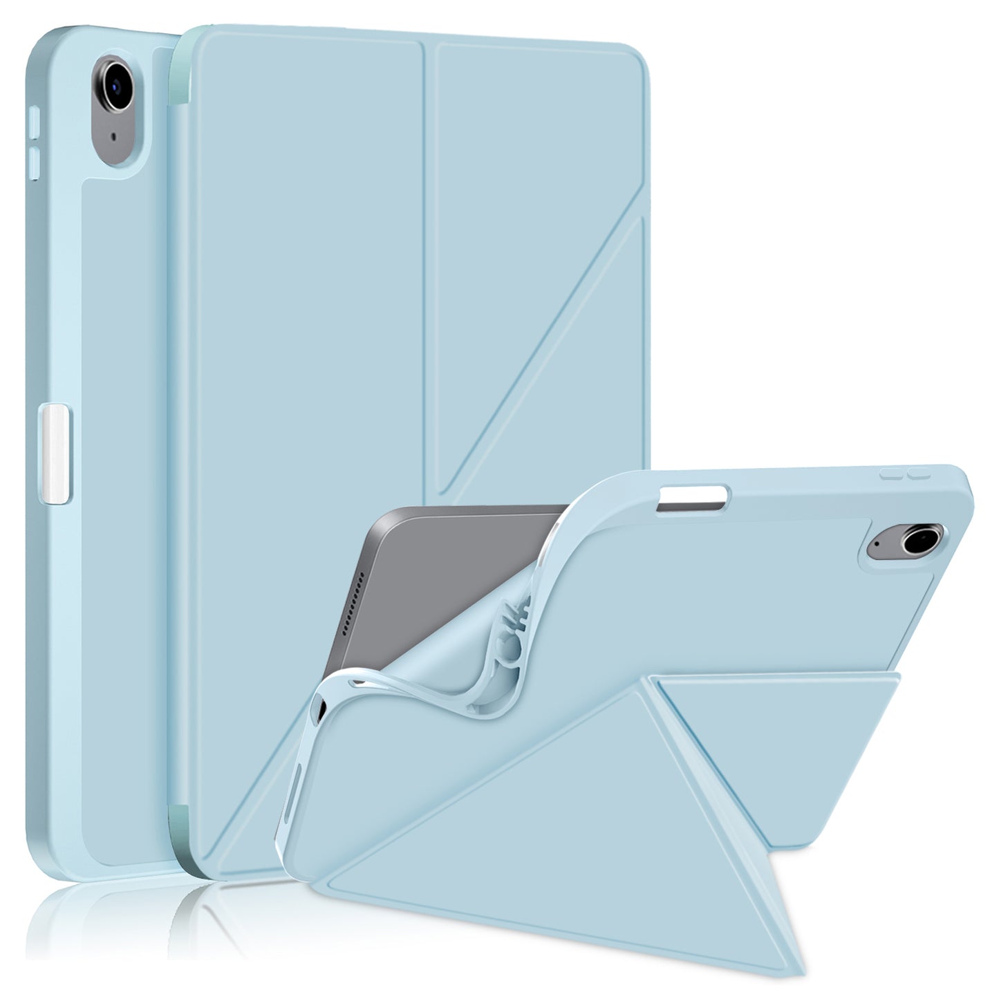 For iPad 10.9 (2022) / iPad 10th Gen Origami Stand PU Leather Tablet Case Auto Wake / Sleep Pen Slot Protective Cover
