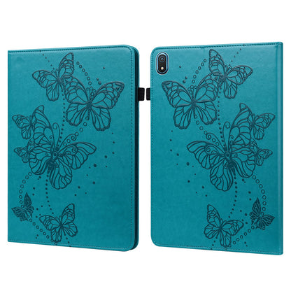 For Nokia T20 Butterfly Imprinted Tablet Stand Case PU Leather Card Holder Shockproof Cover with Elastic Band