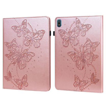 For Nokia T20 Butterfly Imprinted Tablet Stand Case PU Leather Card Holder Shockproof Cover with Elastic Band