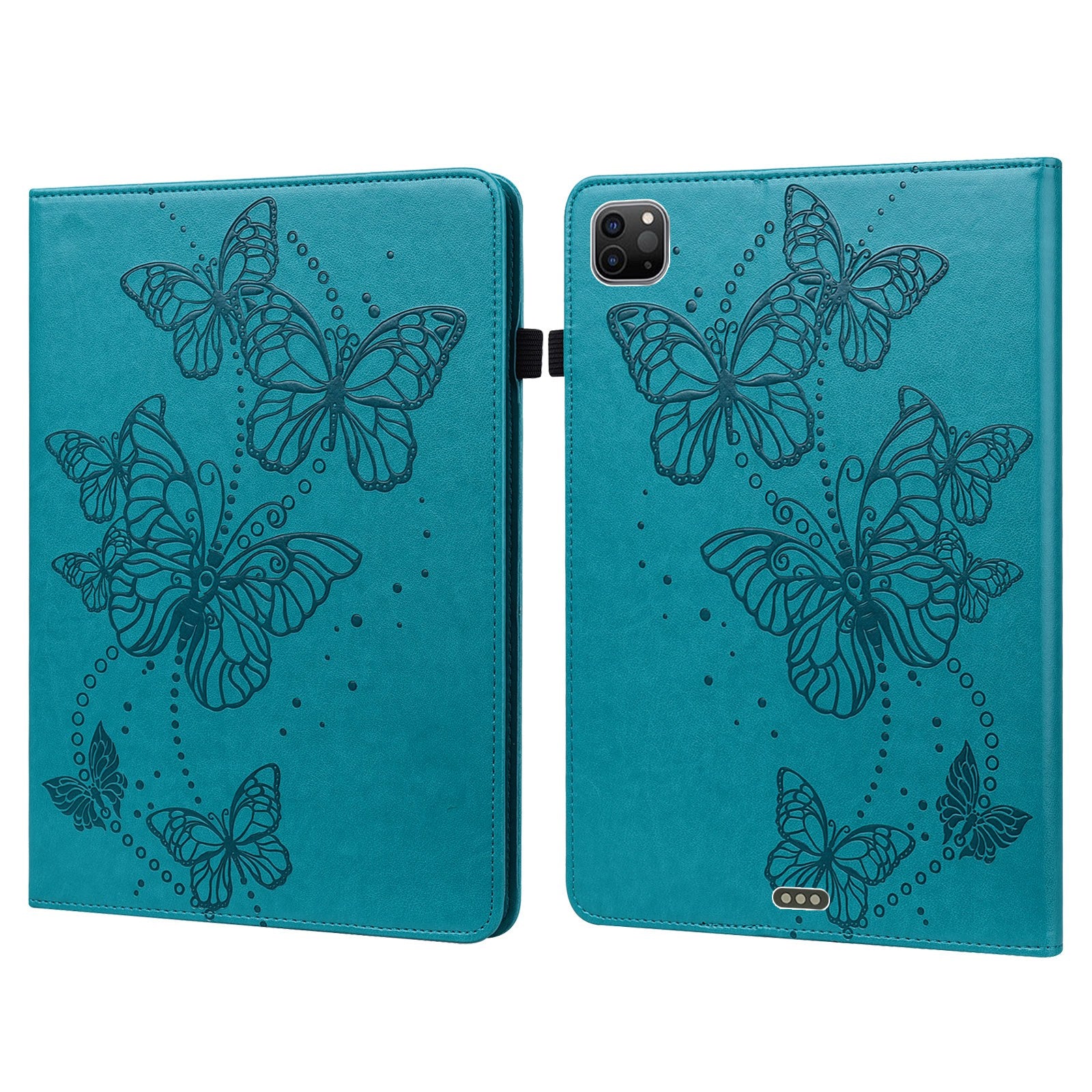 For iPad Pro 11-inch (2020) / (2021) / (2022) PU Leather Butterfly Imprinted Tablet Stand Cover Auto Wake / Sleep Card Holder Shockproof Case with Elastic Band