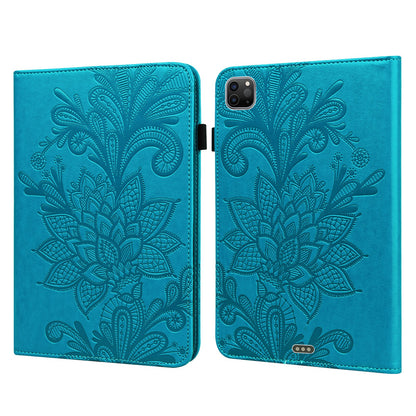 For iPad Pro 11 (2022) / (2021) / (2020) Flower Imprinting Tablet Wallet Case Auto Wake / Sleep PU Leather Drop-proof Stand Cover with Elastic Band