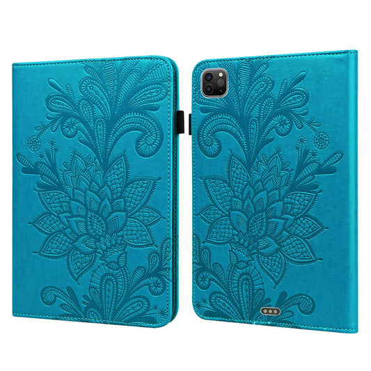 For iPad Pro 11 (2022) / (2021) / (2020) Flower Imprinting Tablet Wallet Case Auto Wake / Sleep PU Leather Drop-proof Stand Cover with Elastic Band