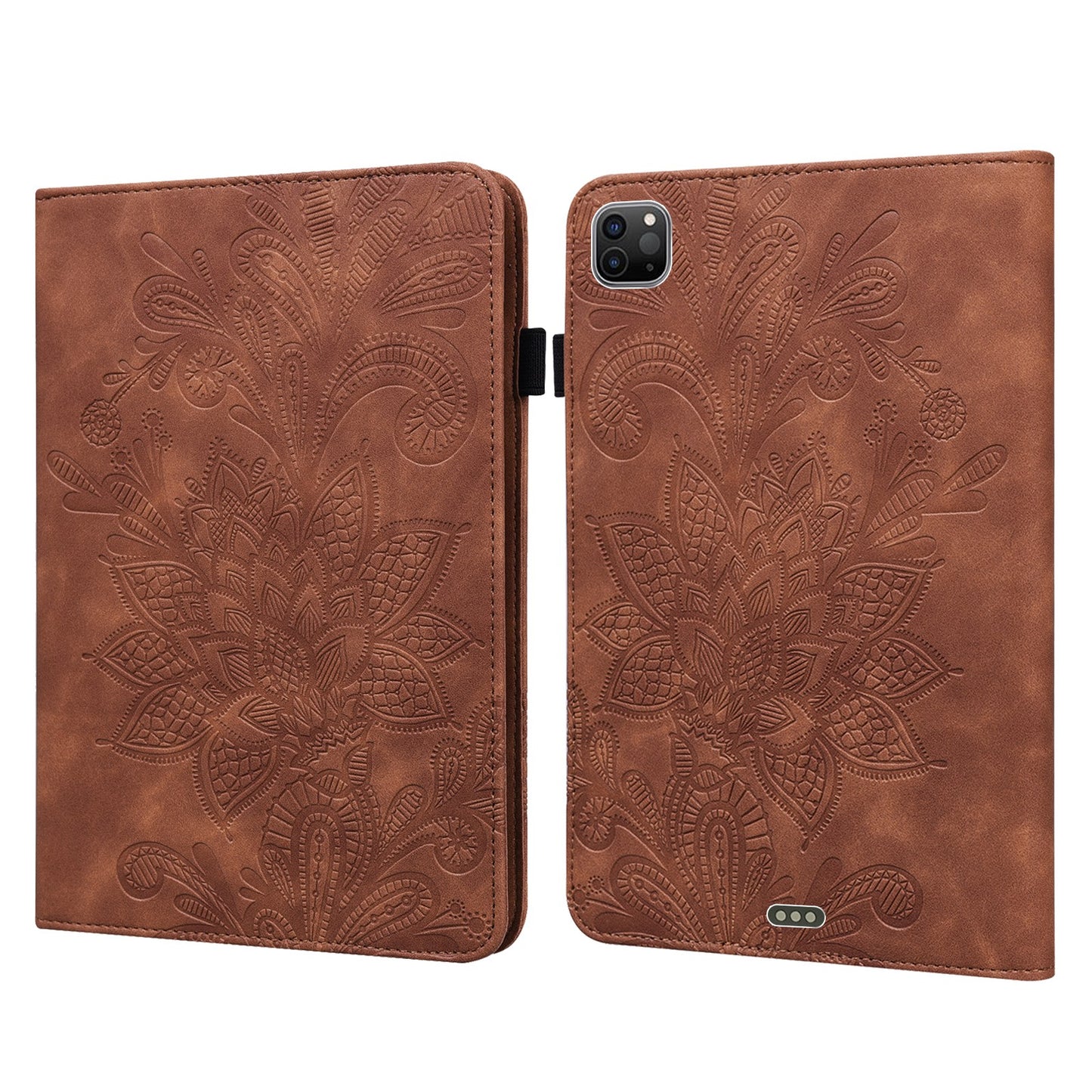 For iPad Pro 11 (2022) / (2021) / (2020) Flower Imprinting Tablet Wallet Case Auto Wake / Sleep PU Leather Drop-proof Stand Cover with Elastic Band