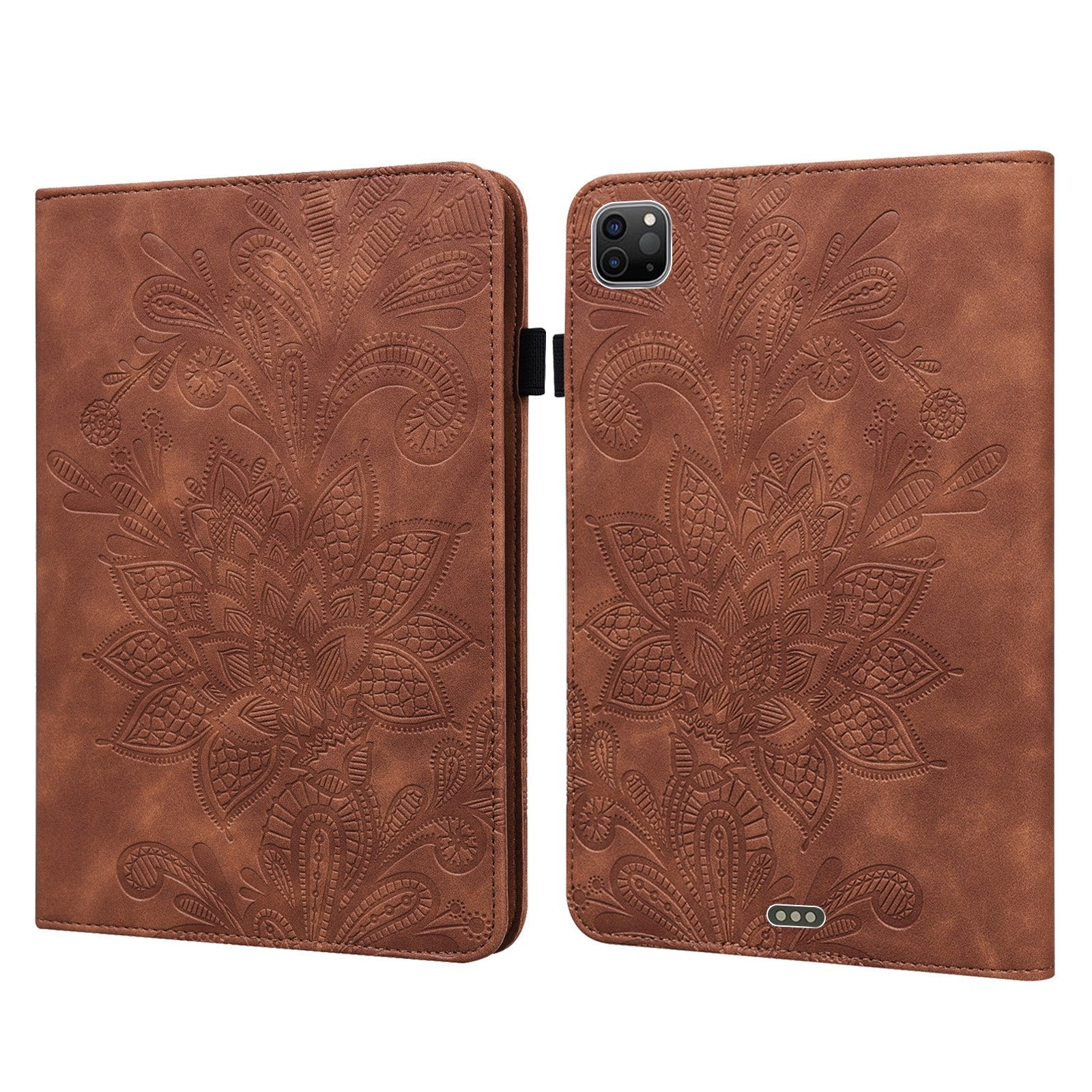 For iPad Pro 11 (2022) / (2021) / (2020) Flower Imprinting Tablet Wallet Case Auto Wake / Sleep PU Leather Drop-proof Stand Cover with Elastic Band