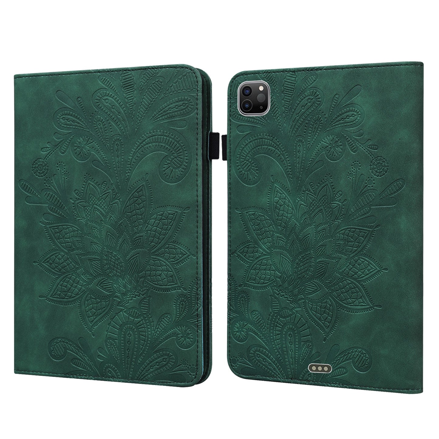 For iPad Pro 11 (2022) / (2021) / (2020) Flower Imprinting Tablet Wallet Case Auto Wake / Sleep PU Leather Drop-proof Stand Cover with Elastic Band